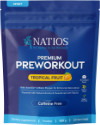 NATIOS Premium Preworkout bez kofeinu, Tropické ovoce, 420 g